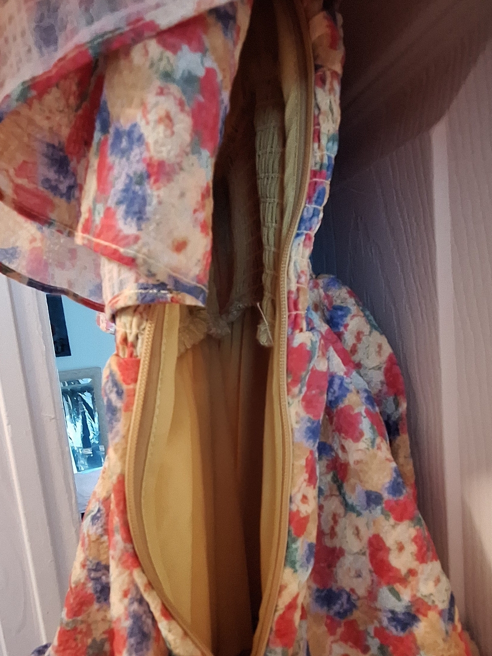 Free the Roses Yellow Floral Ruffle Smocked Dress - Picture 4 of 7